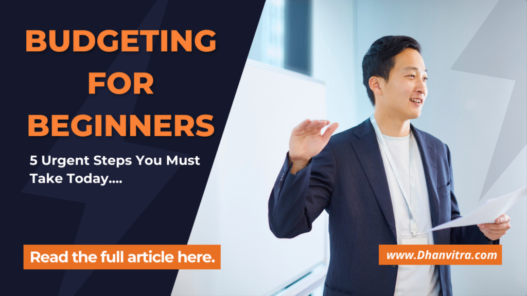 Young professional planning finances at a desk with a notebook, calculator, and laptop, illustrating budgeting for beginners.