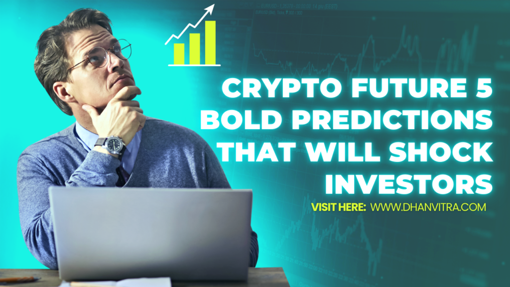 Crypto Future of futuristic cryptocurrency trends showing Bitcoin, Altcoins, AI integration, and decentralized finance predicting future market shocks