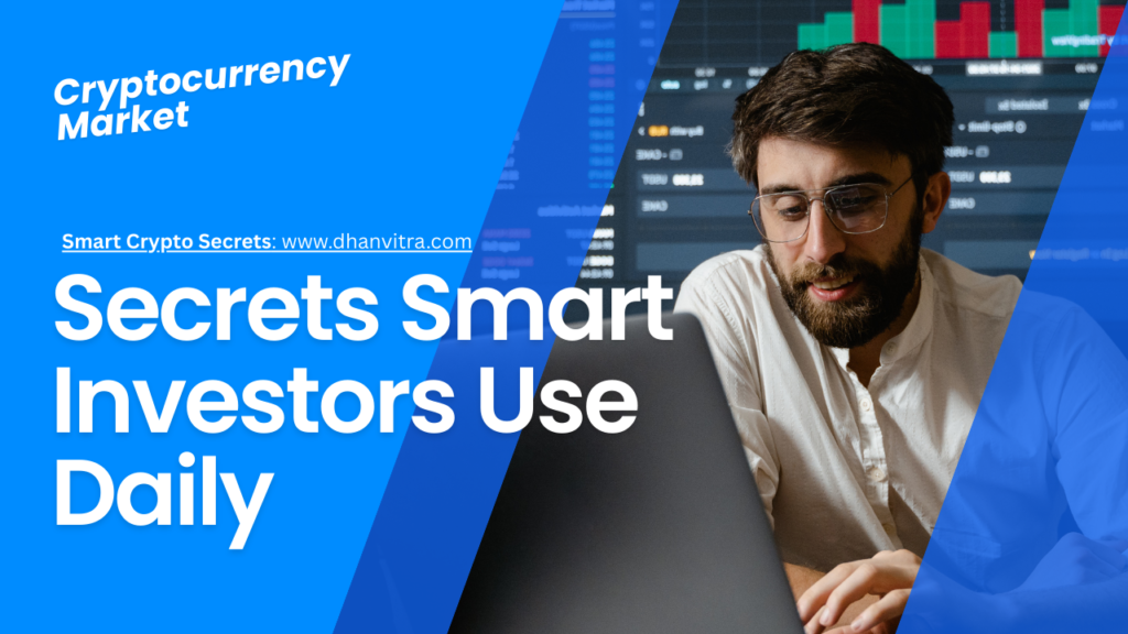 cryptocurrency market charts, Bitcoin and Ethereum symbols, and a smart investor analyzing daily crypto investment strategies and market trends